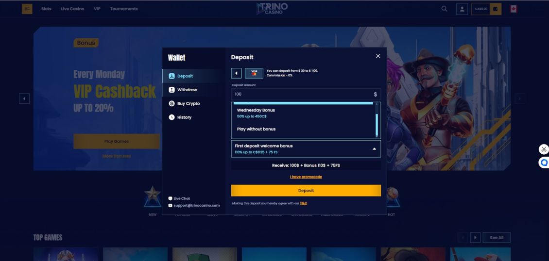 Screenshot of Trino Casino registration process - step 5