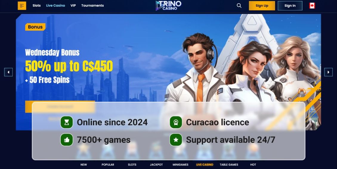 Image highlighting basic information about Trino Casino
