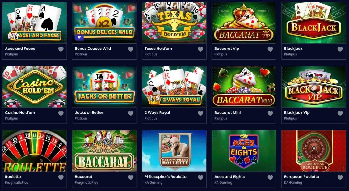List of table games at Trino Casino