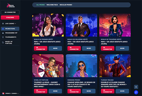 Page des promotions du casino Trips
