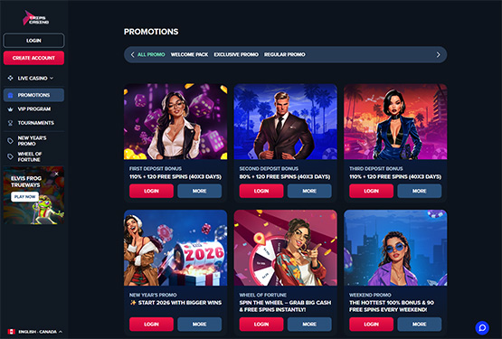 Trips Casino bonus page