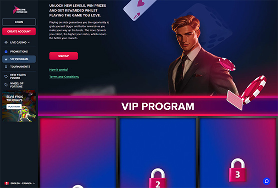 Trips Casino vip page