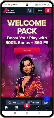 Mobile screenshot of the Trips Casino main page