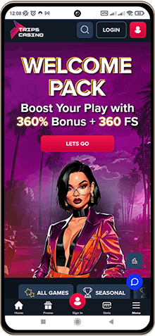 Mobile screenshot of the Trips Casino main page