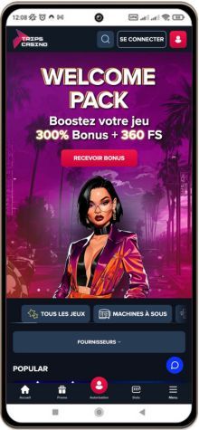 Capture d'écran de la page principale de Trips Casino sur mobile