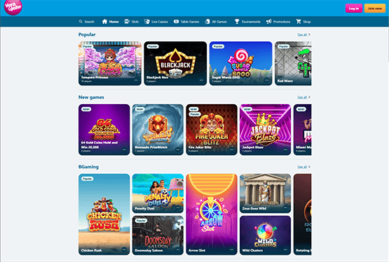 Vera & John casino main page