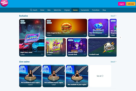 Vera & John casino games