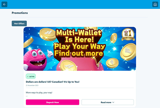 Vera & John casino promotions page