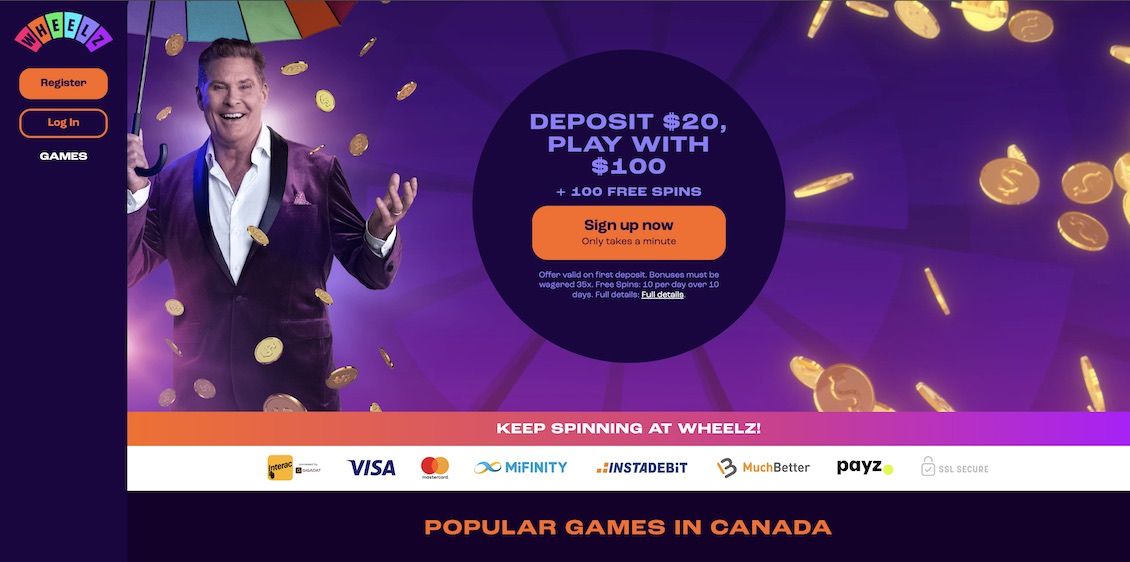 Usability in Wheelz Casino