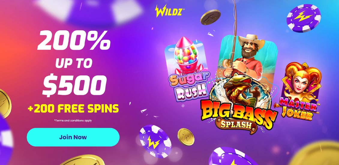 Main Page of Wildz Casino Site