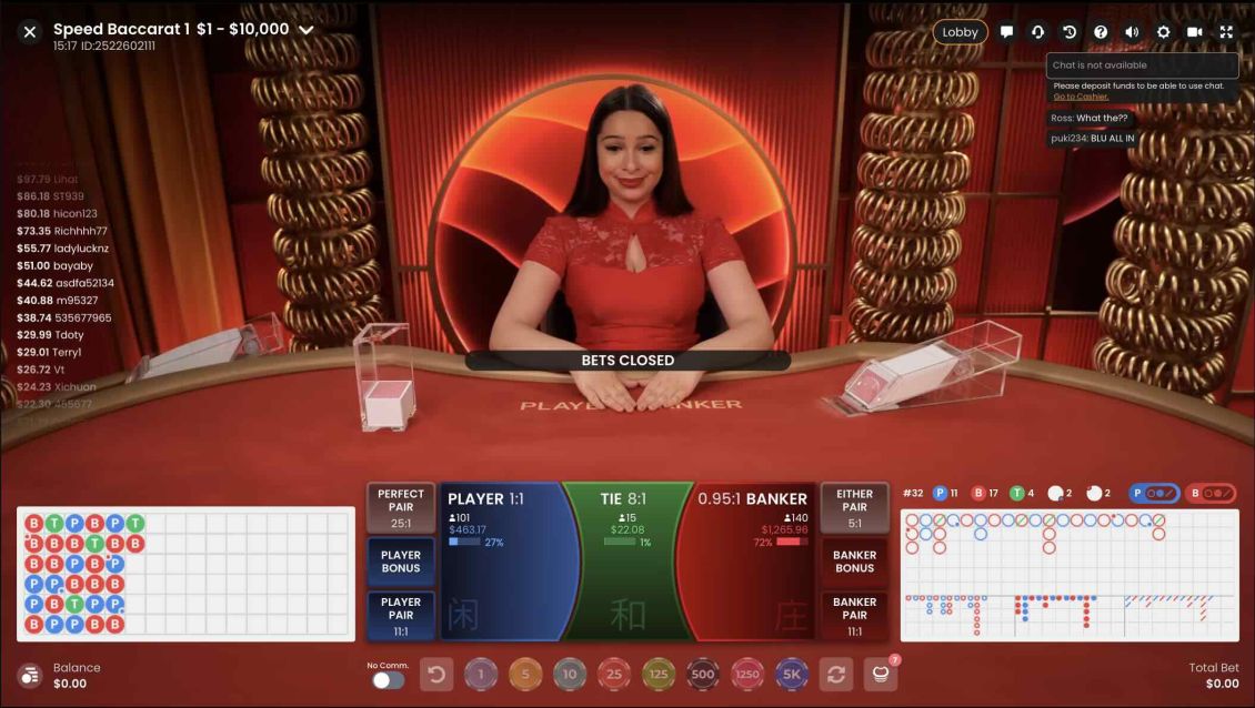 Live Baccarat games at Winspirit Casino