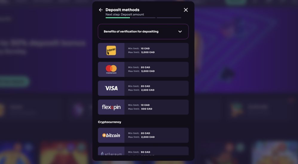 Screenshot of Winspirit Casino registration process - step 5