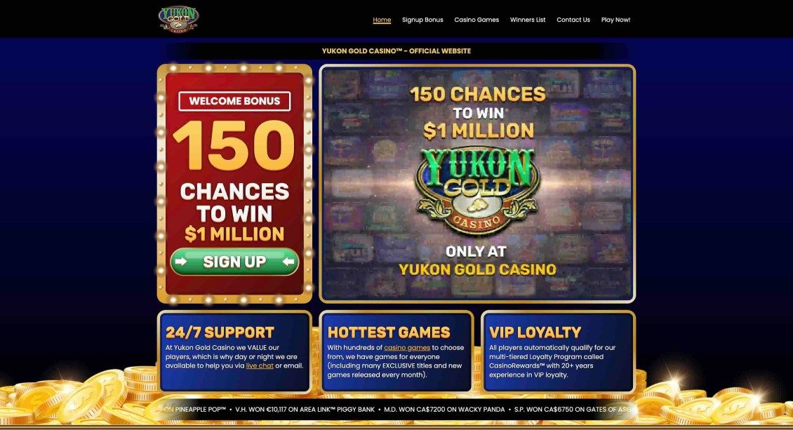 Image of the main page of Yukon Gold Casino