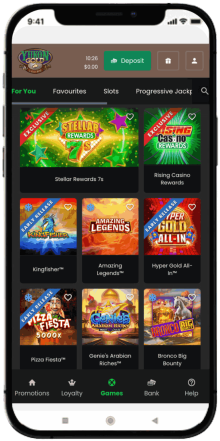 Mobile screen with Yukon Gold Casino 