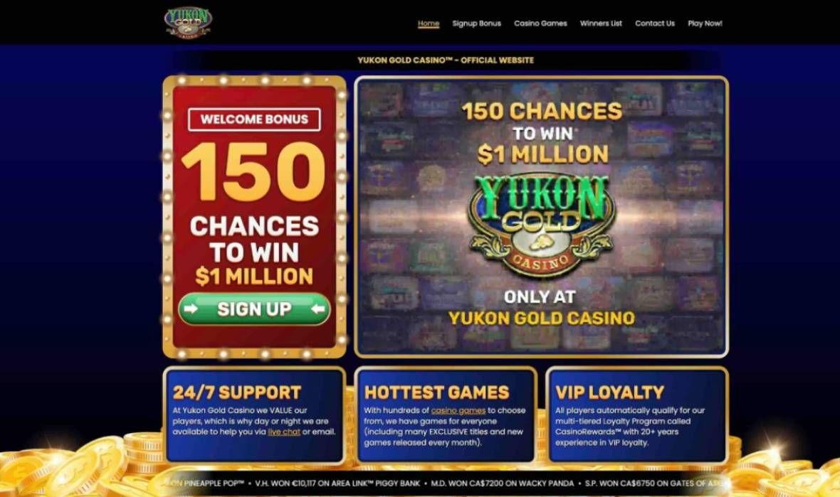 Image of the main page of Yukon Gold Casino