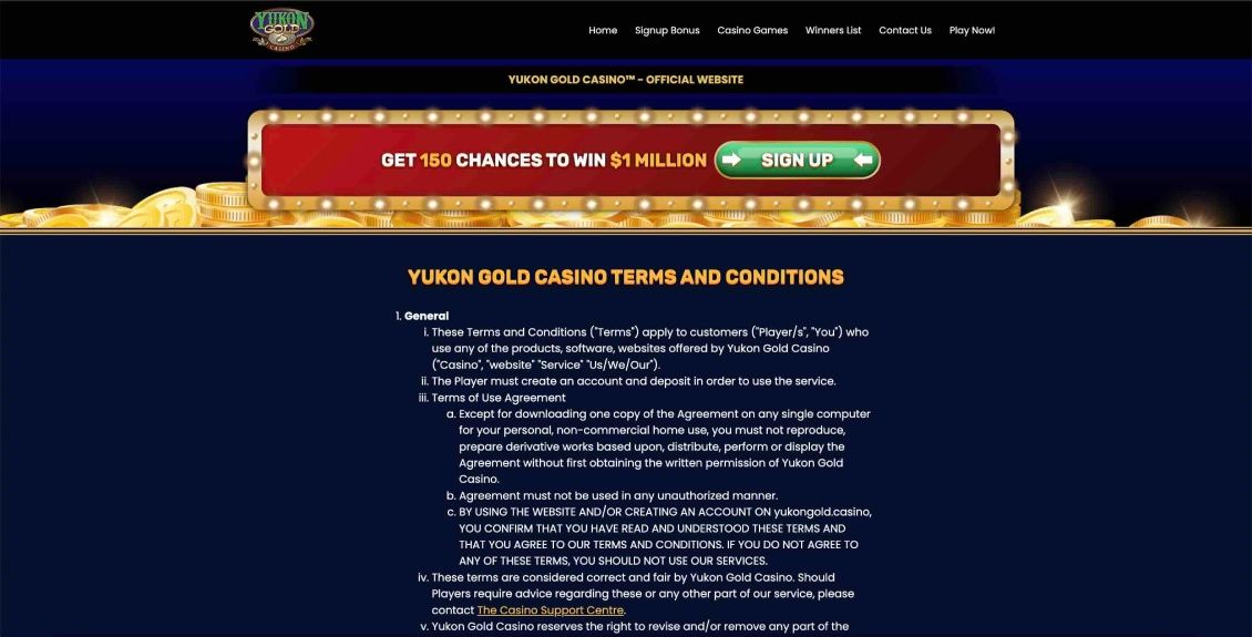 Yukon Gold Terms and Conditions