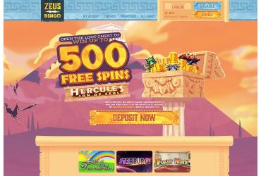 Zeus bingo casino - main page