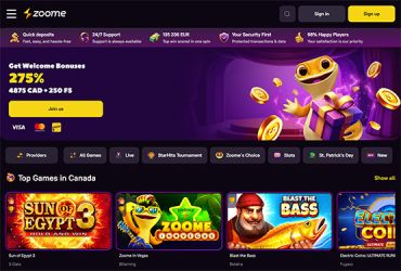 Zoome Casino - main page