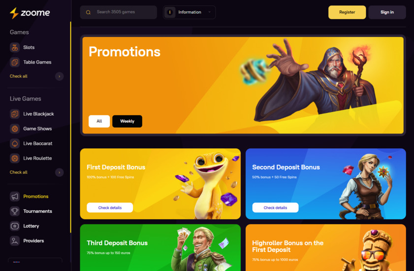 Zoome Casino - promotions