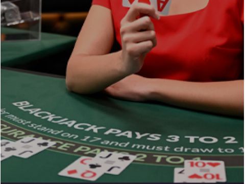 Live Casino Dealer at Blackjack Table