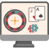 monitor with cards and roulette on the screen