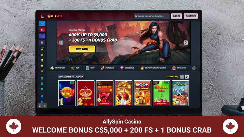 AllySpin Casino main page