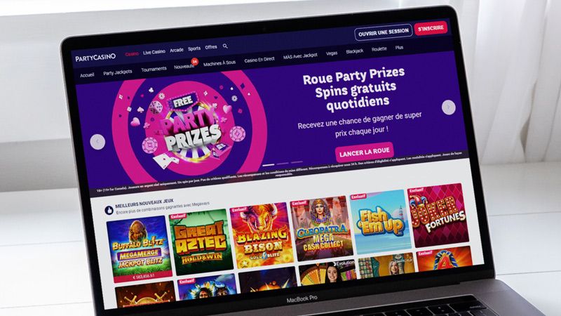 page principale de party casino sur l'écran de l'ordinateur portable