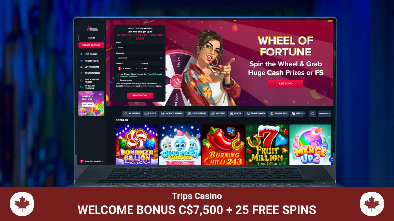 Trips Casino main page