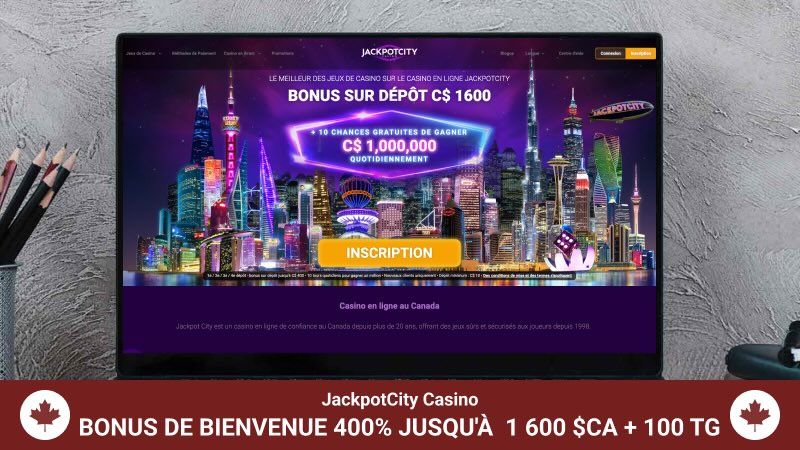 page principale de jackpot city casino sur l'écran de l'ordinateur portable