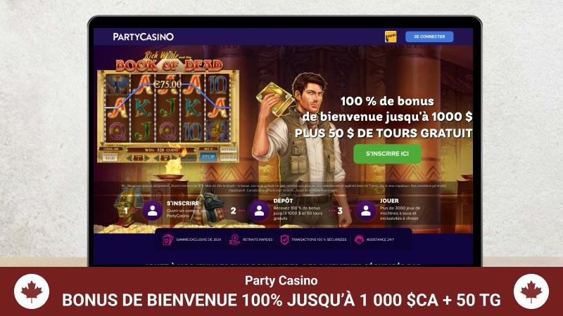 Page principale de party casino sur l'écran de l'ordinateur portable