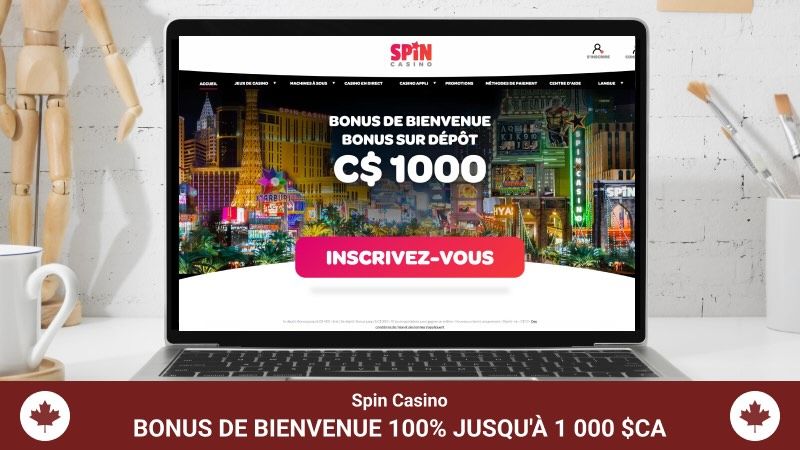 page principale de Spin casino sur l'écran de l'ordinateur portable