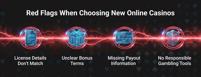 Four red flags with the different icons