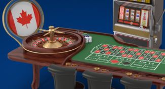 Bannière avec le drapeau du Canada et une table de roulette