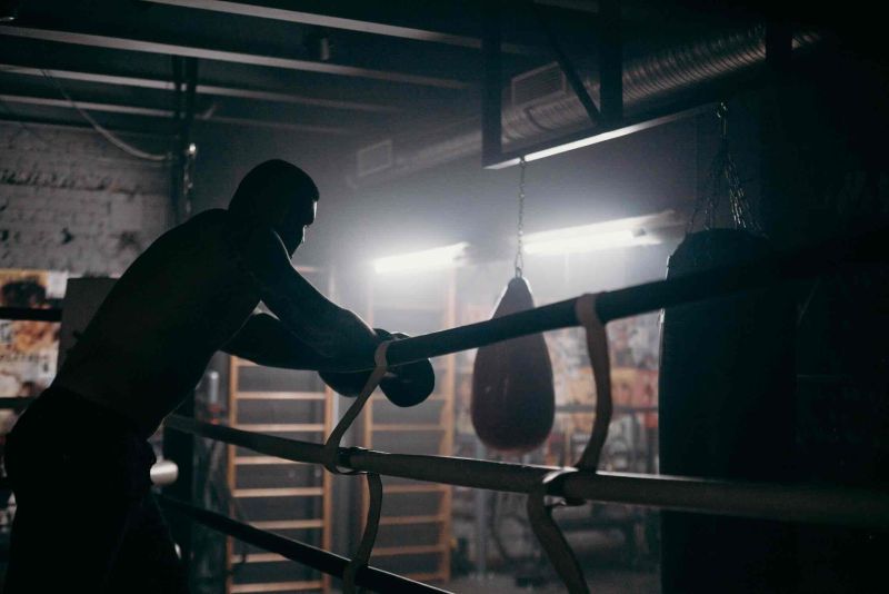 a boxer looking at the ring
