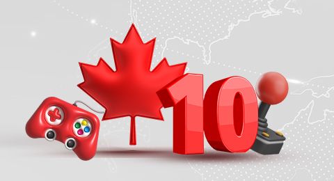 top 10 video games banner with canadian maple leaf