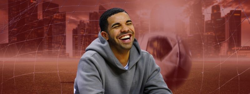 singer Drake on the red background