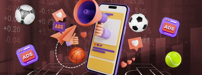 loudspeaker, mobile phone and ads sports items on the dark background