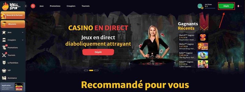 Dépôt avec PaysafeCard Étape 2