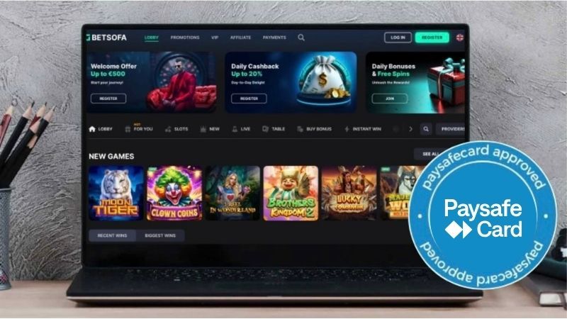 Computer screen with Betsofa Casino