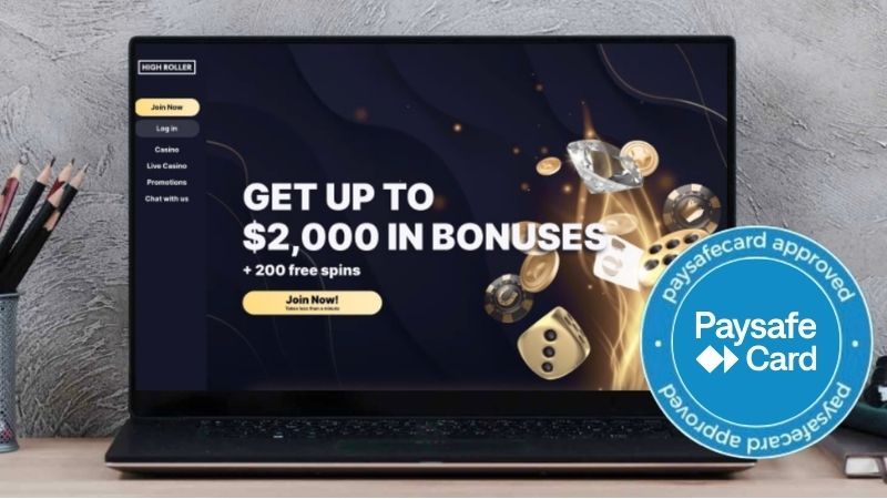Computer screen with High Roller Casino
