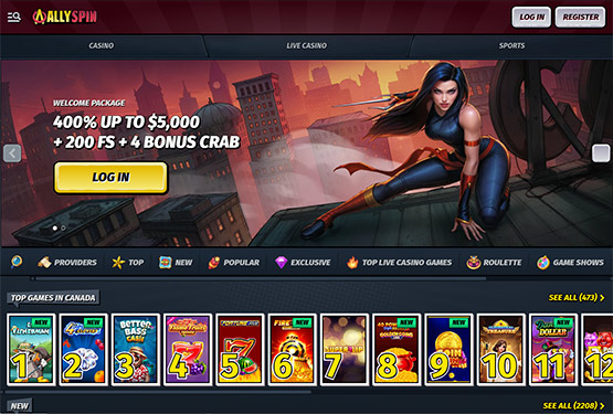 AllySpin Casino - main page