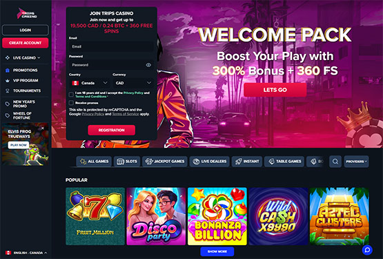 Trips Casino - main page