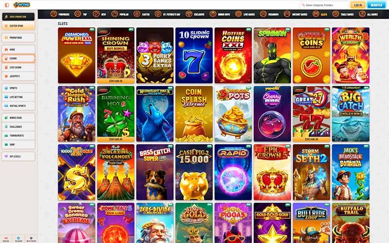 Wyns Casino slots page