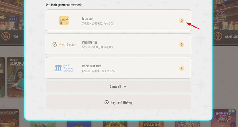 Withdrawal payment methods