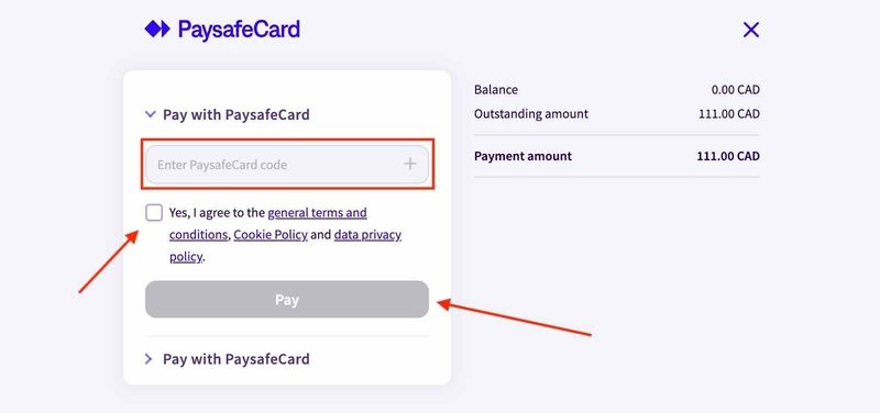Paysafecard window