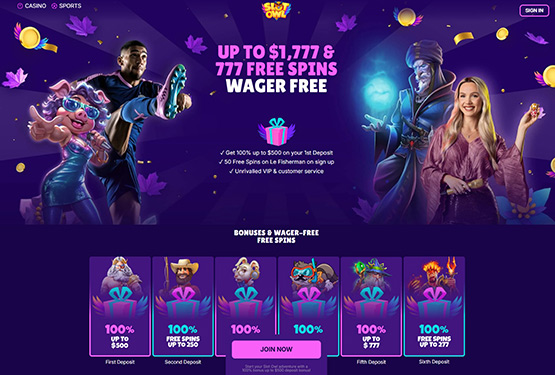SlotOwl Casino - free spins