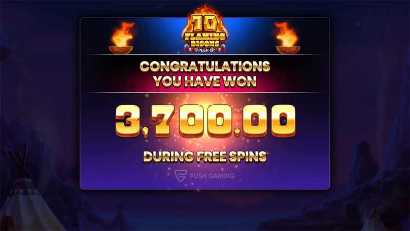 10 Flaming Bisons Slot - free spin win