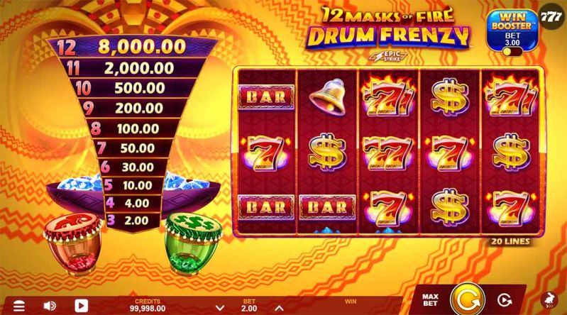 12 Masks of Fire Drum Frenzy slot - main theme