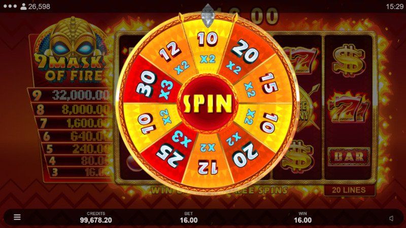 9 Masks of Fire free spin wheel