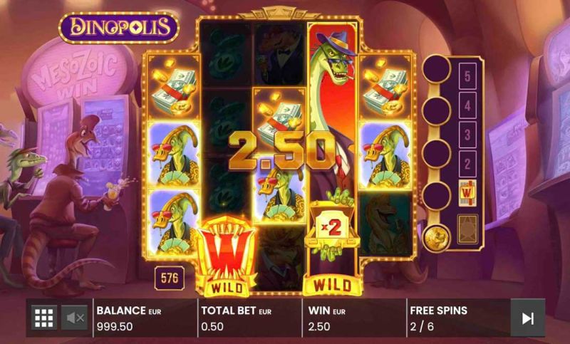 Dinopolis slot - wilds symbols